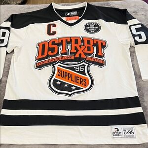 DSTRBT , suppliers  veteran D-95 White and Black Hockey Jersey ,